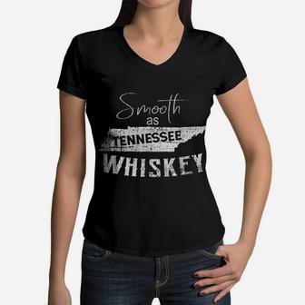Smooth As Tennessee Home Whiskey State Vintage Women V-Neck T-Shirt - Seseable