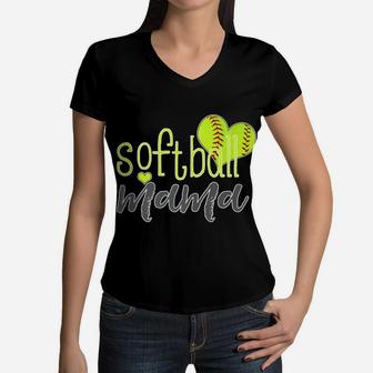 Softball Mama Softball Mama Women V-Neck T-Shirt - Seseable