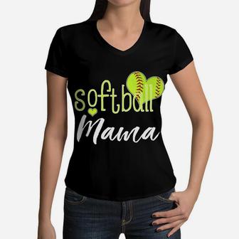 Softball Mama Softball Mom Women V-Neck T-Shirt - Seseable
