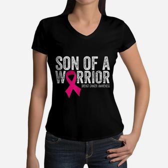 Son Of A Warrior Mother Gift Women V-Neck T-Shirt - Seseable