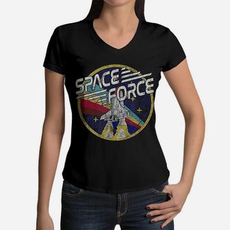 Space Force Vintage Women V-Neck T-Shirt - Seseable
