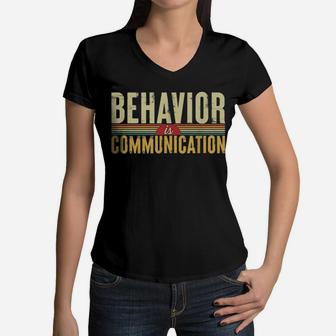 Sped Special Education Behavior Is Communication Vintage Women V-Neck T-Shirt - Seseable