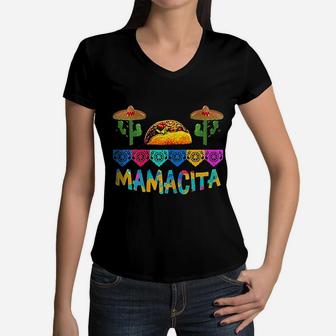 Taco Fiesta Mom Mamacita Women V-Neck T-Shirt - Seseable