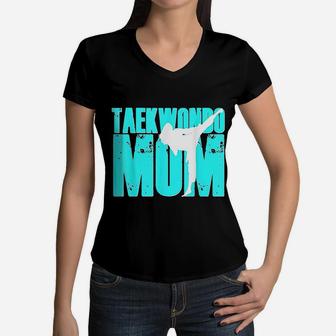 Taekwondo Mom Tae Kwon Do Martial Arts Mother Daughter Women V-Neck T-Shirt - Seseable