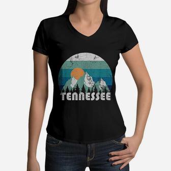 Tennessee State Retro Vintage Design Women V-Neck T-Shirt - Seseable