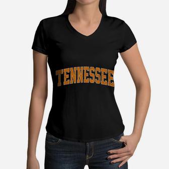 Tennessee Tn Vintage Athletic Women V-Neck T-Shirt - Seseable