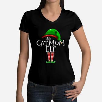 The Cat Mom Elf Women V-Neck T-Shirt - Seseable