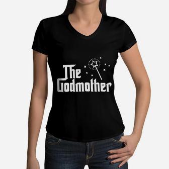 The Godmother For Women Funny Christian Women V-Neck T-Shirt - Seseable