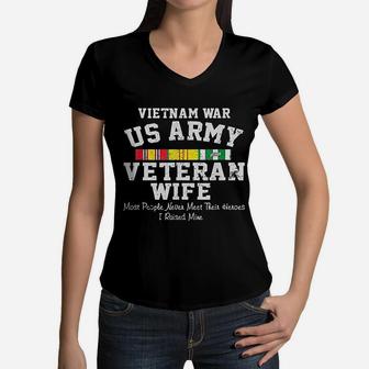 Us Army Veteran Wife Veterans Day Gift Women V-Neck T-Shirt - Seseable