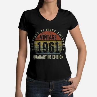 Vintage 1961 Birthday 61 Years Of Being Awesome Women V-Neck T-Shirt - Seseable