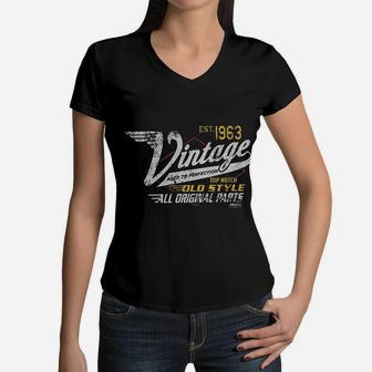Vintage 1963 Aged To Perfection Women V-Neck T-Shirt - Seseable