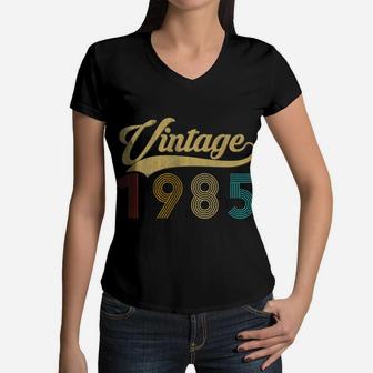 Vintage 1985 36th Birthday Gift For Men Women Women V-Neck T-Shirt - Seseable