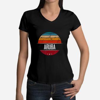 Vintage Aruba Aruba Souvenir Women V-Neck T-Shirt - Seseable