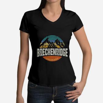 Vintage Breckenridge Colorado Outdoor Women V-Neck T-Shirt - Seseable