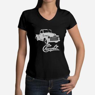 Vintage Car 1950 Automotive Women V-Neck T-Shirt - Seseable