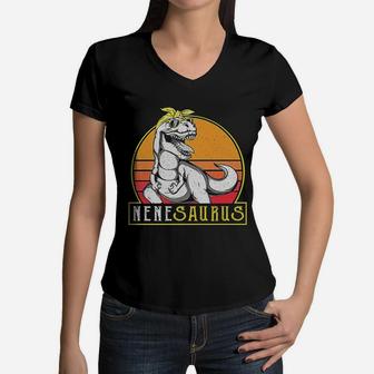 Vintage Funny Nene Saurus Women V-Neck T-Shirt - Seseable