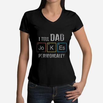 Vintage I Tell Dad Jokes Periodically Women V-Neck T-Shirt - Seseable