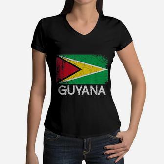Vintage Made In Guyana Gift Women V-Neck T-Shirt - Seseable