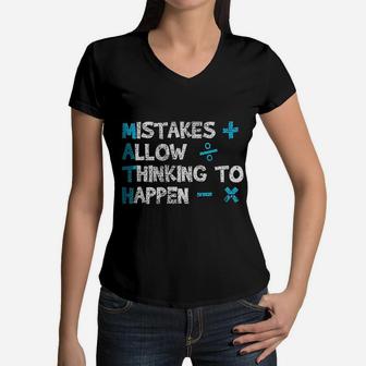 Vintage Math Teacher Funny Saying Gift Women V-Neck T-Shirt - Seseable