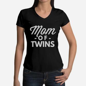 Vintage Mom Of Twins Unique Great Gifts For Mom Women V-Neck T-Shirt - Seseable