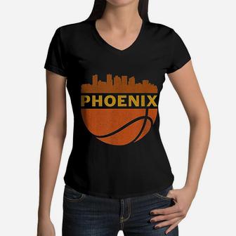 Vintage Phoenix Retro Basketball Women V-Neck T-Shirt - Seseable