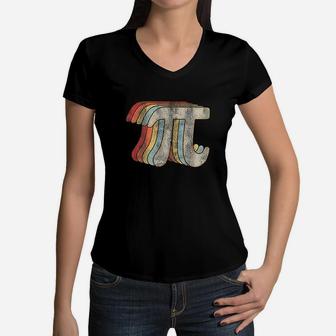 Vintage Pi Math Geek Retro Design For Pi Day Women V-Neck T-Shirt - Seseable