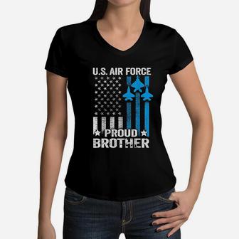 Vintage Proud Brother Us Air Force Usaf Women V-Neck T-Shirt - Seseable