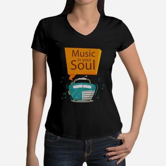 Vintage Radio Women V-Neck T-Shirt - Seseable
