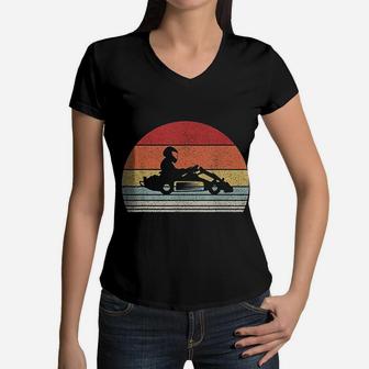 Vintage Retro Go Kart Driver Racing Gift Go Karting Women V-Neck T-Shirt - Seseable