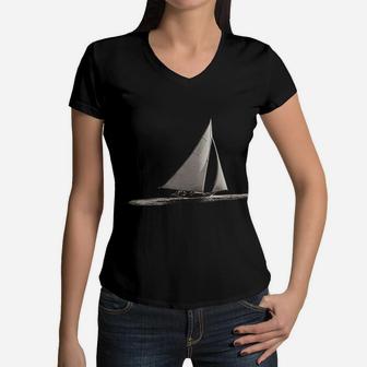 Vintage Sail Women V-Neck T-Shirt - Seseable