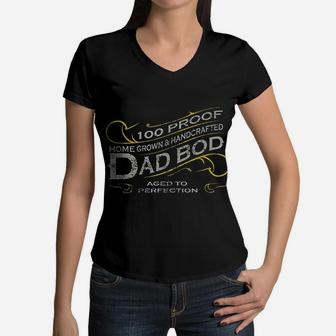 Vintage Whiskey Label Dad Bod Funny New Father Gift Women V-Neck T-Shirt - Seseable