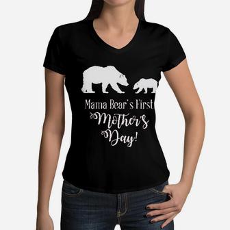 We Matchmama Bears First Mothers Day Women V-Neck T-Shirt - Seseable
