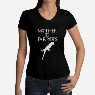 White Mother Of Parrots birthday Women V-Neck T-Shirt - Seseable