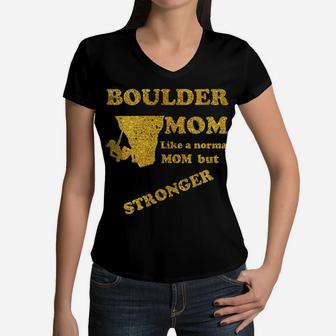 Womens Boulderer Mom Climb Bouldering Mother Gift Women V-Neck T-Shirt - Seseable