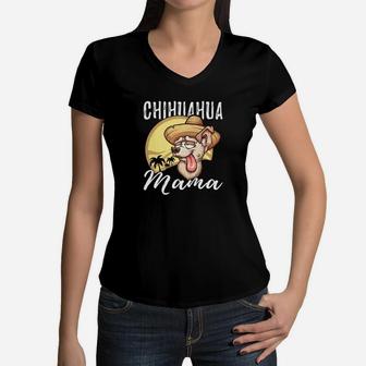 Womens Chihuahua Mama Dog Mom Or Mother Gift Premium Women V-Neck T-Shirt - Seseable