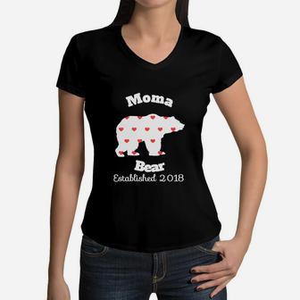 Womens Moma Bear 2018 New Mother Women V-Neck T-Shirt - Seseable