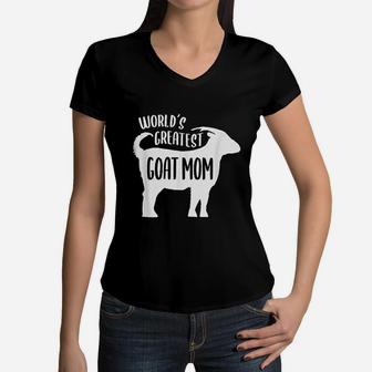 World Greatest Goat Mom Mothers Day Women V-Neck T-Shirt - Seseable