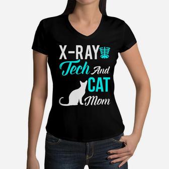 Xray Tech Xray Tech And Cat Mom Women V-Neck T-Shirt - Seseable