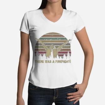 There Was A Firefight Vintage Women V-Neck T-Shirt