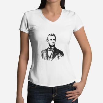 Abraham Lincoln Usa Vintage Retro Abe Women V-Neck T-Shirt - Seseable
