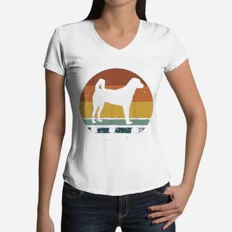 Anatolian Shepherd Vintage Retro Dog Mom Dad Gift Women V-Neck T-Shirt - Seseable