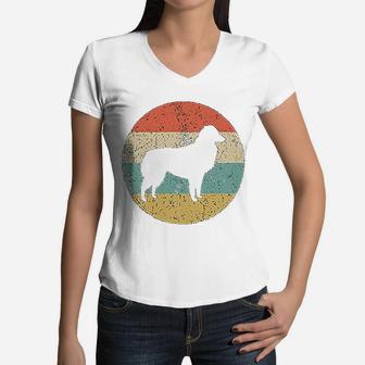 Australian Shepherd Vintage Retro Aussie Dog Women V-Neck T-Shirt - Seseable