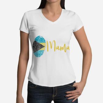 Bahamian Mama Gift For Mom From The Bahamas Women V-Neck T-Shirt - Seseable