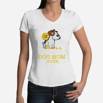 Beagle Best Dog Mom Ever Funny Beagle Gift Women V-Neck T-Shirt - Seseable