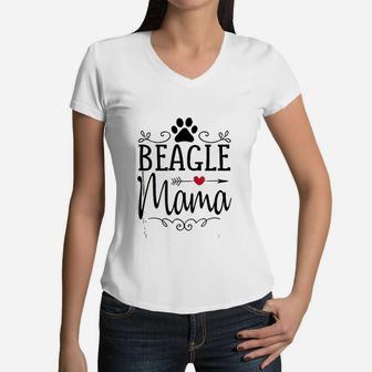 Beagle Mama Beagle Gift Women V-Neck T-Shirt - Seseable