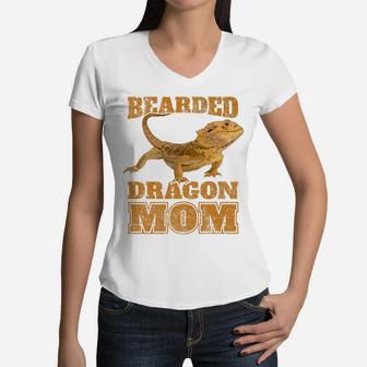 Bearded Dragon Bearded Dragon Mom Mama Gift Women V-Neck T-Shirt - Seseable