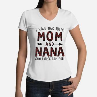 Blessed Mama And Nana Women V-Neck T-Shirt - Seseable