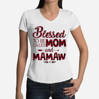 Blessed To Be Called Mom And Mamaw Caro T Women V-Neck T-Shirt - Seseable