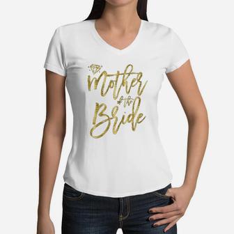 Bridal Party Dark Yellow Cute Mother Of The Bride Women V-Neck T-Shirt - Seseable