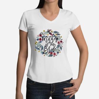 Bridal Shower Wedding Gift Idea For Mom Mother Of The Bride Women V-Neck T-Shirt - Seseable